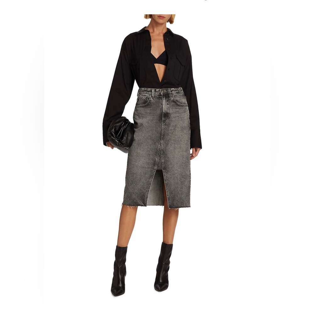 AG Jeans Haruko A-Line Denim Skirt black distressed denim 25